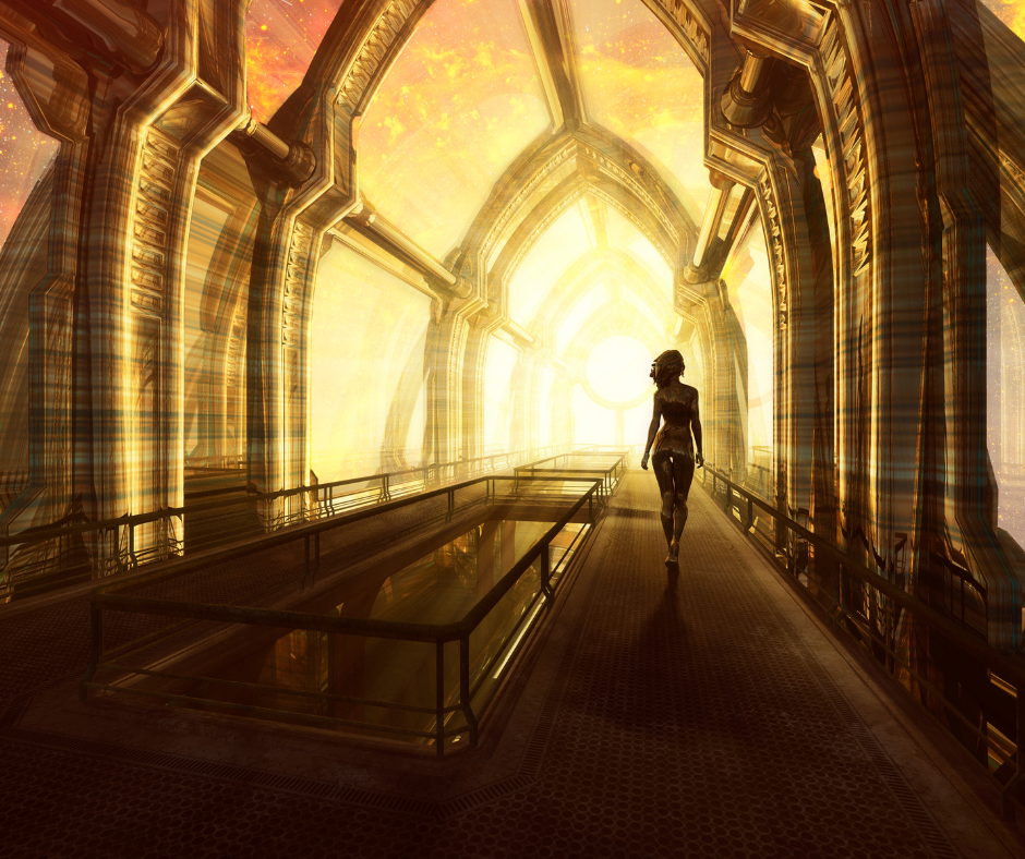mujer caminando por un tunel de luz, imagen para artículo de blog que son los registros akáshicos