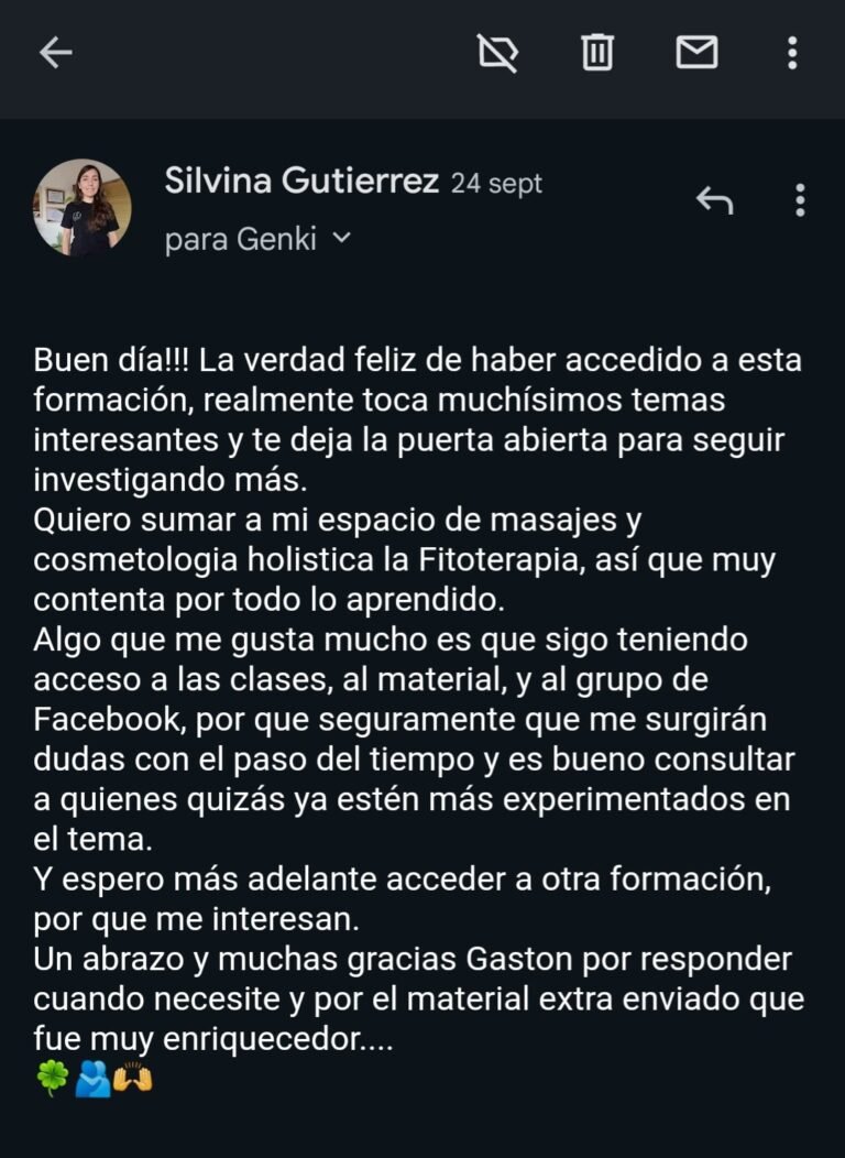 Testimonio escrito de alumna del diplomado