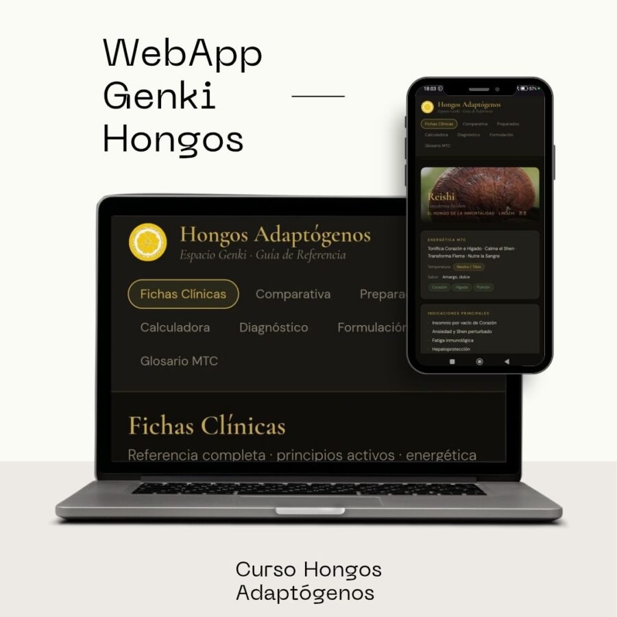 mockup web app de hongos adaptogenos