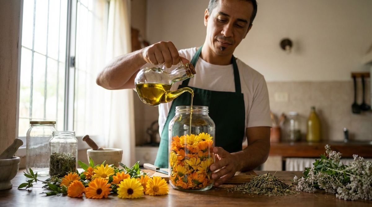 Elaboración de un oleato de caléndula en el diplomado